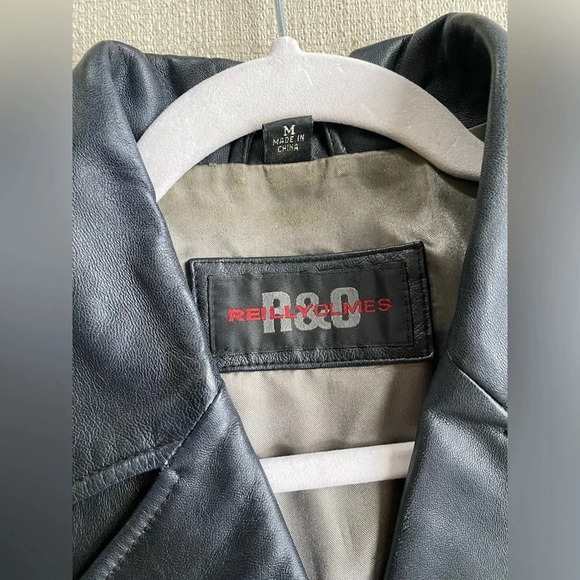 Vintage Leather Jacket Men’s Medium Reilly Olmes Black Button - Picture 6 of 8